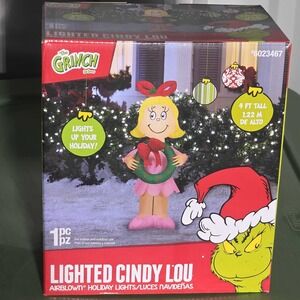 Dr Seuss Grinch Lighted Cindy Lou Who 4 Ft Christmas Airblown Inflatable Gemmy
